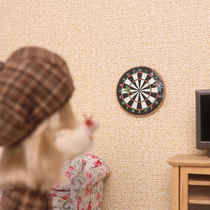 1:6 1:12 Dollhouse Miniature Darts Sports Toys Set Mini Darts  Sports Set Model Home Outdoor Scene Accessories 4