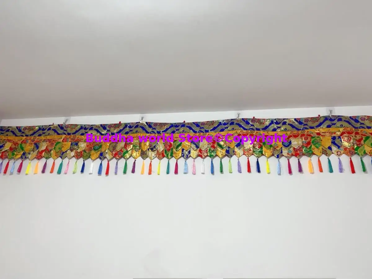 400cm Meter Großhandel Buddhist liefert Tempel Home Hall glück verheißende Stickerei Wand umschließen Vorhang Vorhänge Dekor Banner – Detail 1