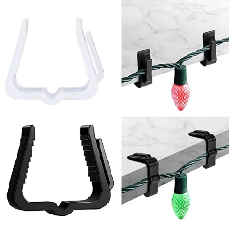 24 Pack Outdoor Light Hanging Hooks - Plastic Gutter & Eave Clips For Holiday String Lights