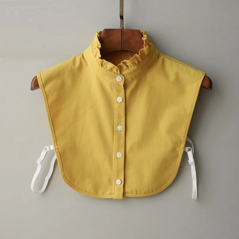 Yellow Cotton Fake Collar Women Blouse Shirt Decor False Collar Top Woman Detachable Collar Shirt Women Tie Removable Half Shirt