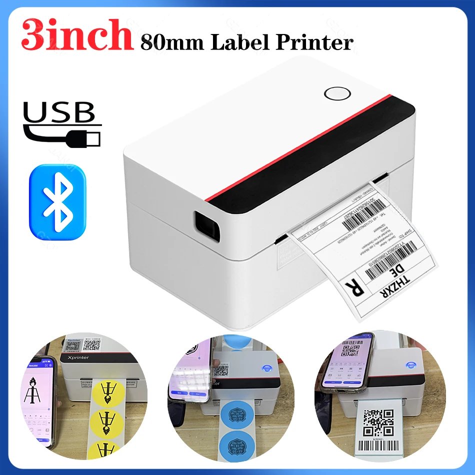 80mmThermalLabelPrinterBarQRCodeStickerMachineXprinterD362B