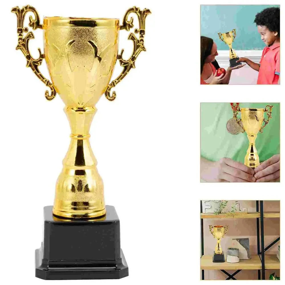 Plastic Trophy Toys Plastic Model Gold Trophy Awards School Rewarding Supply Competition Soccer Small Prize Cup Children's Craft Souvenirs