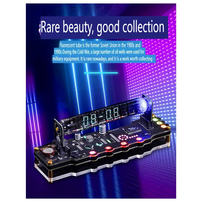 M64K-RGB 빛나는 튜브 시계 DIY LED 형광 튜브 시계 예술과 기술 테이블 장식 가상 닉시 튜브 내구성 US-Plu