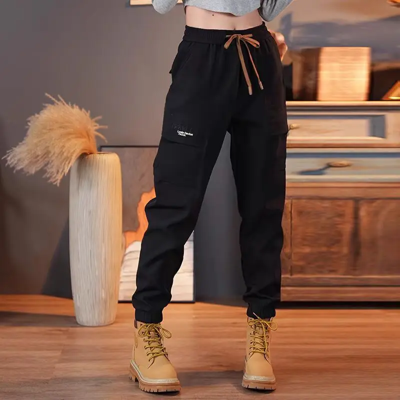 Men Spring Solid Color Pocket Comfortable Bound Feet Casual Pants Lightweight and Thin Large Size High Street All-match Trousers
