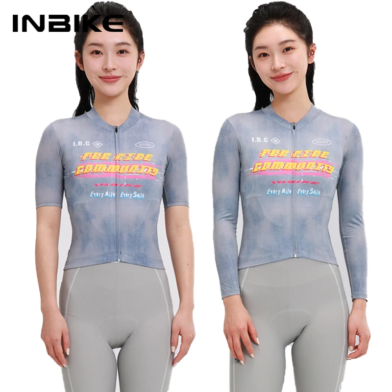 INBIKE Women's Cycling Jersey Spring Summer Long Sleeve Breathable Biking Clothing Shirts Quick-Dry Road Bike Tops with Pockets