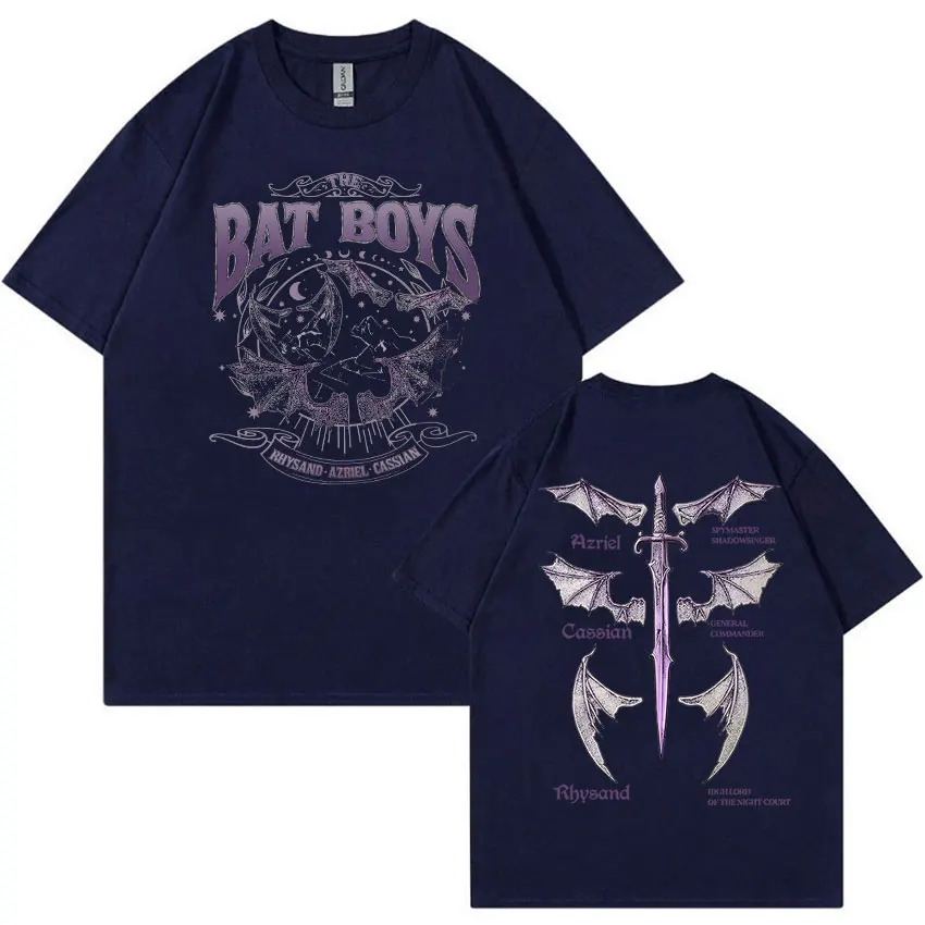 The Bat Boys Rhysand Cassian Azriel Vintage T Shirts Men Fashion Gothic Clothing T-shirt Y2k Unisex 100% Cotton Oversized Tshirt