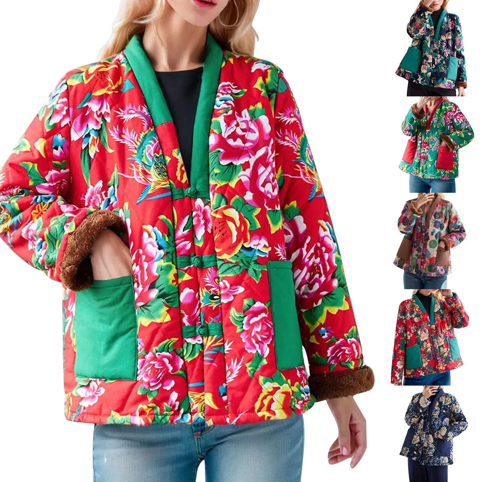 

Chinese Retro Winter Contrasting Color Splicing Original Large Size Autumn Jackets for Women Women Letterman Jacket with Hood