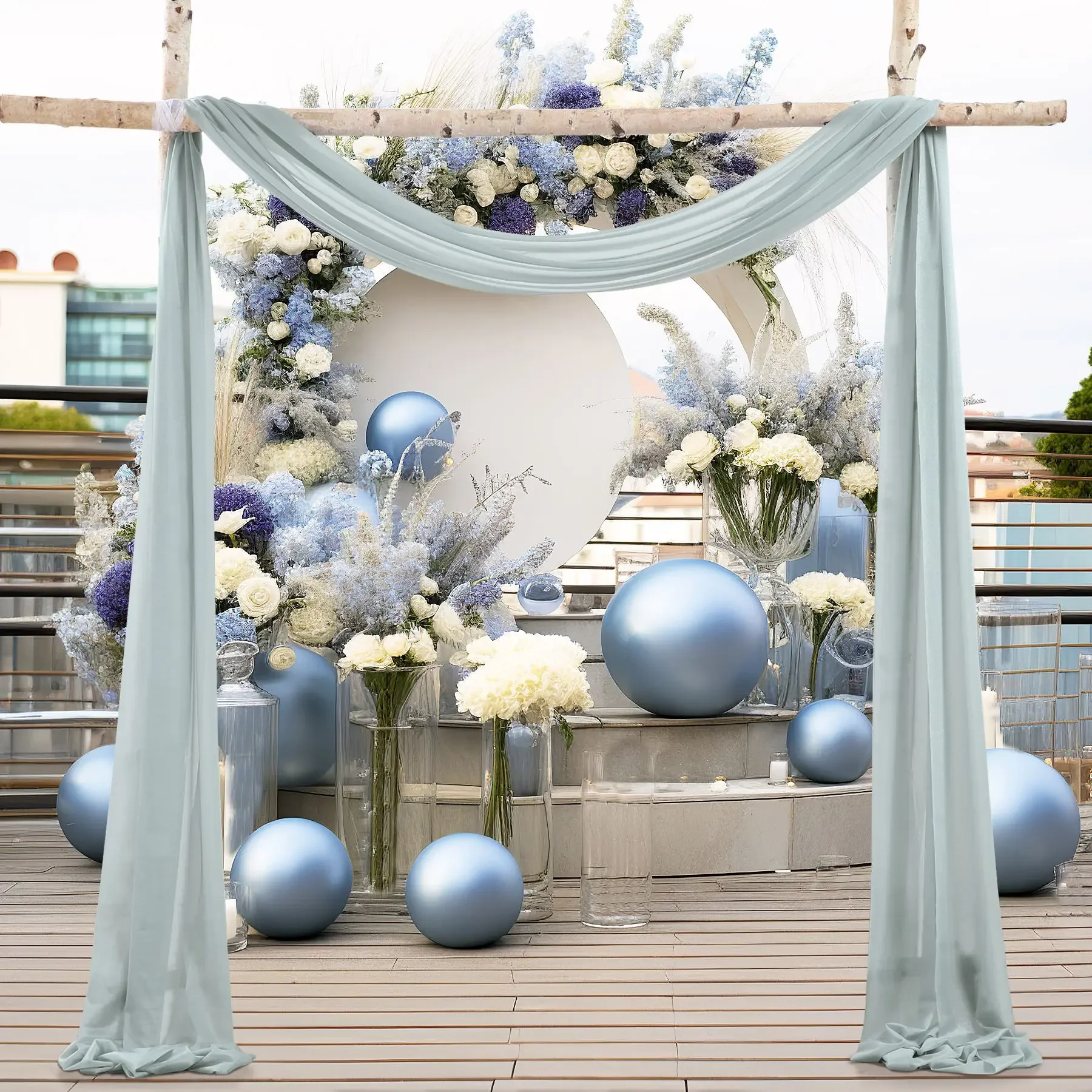 3-10M Wedding Arch Drape Fabric Sheer Chiffon Tulle Curtain Draping Backdrop Party Supplies Home Drapery Ceremony Decoration party arch set wedding arch set chiffon fabric curtains organza fabric backdrop