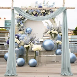 Elegant Sage Green Sheer Draping Curtains for Wedding and Event Decor (Grayish blue)