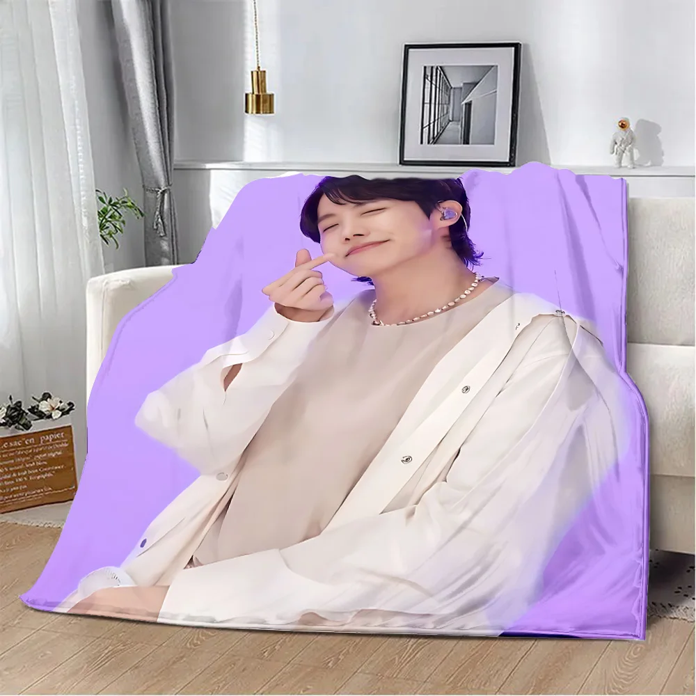 Cartoon Printed Blanket B-BT21S Picnic Blankets Warm Blanket Soft and Comfortable J-Jung HoseokS Home Travel Birthday Gift 2