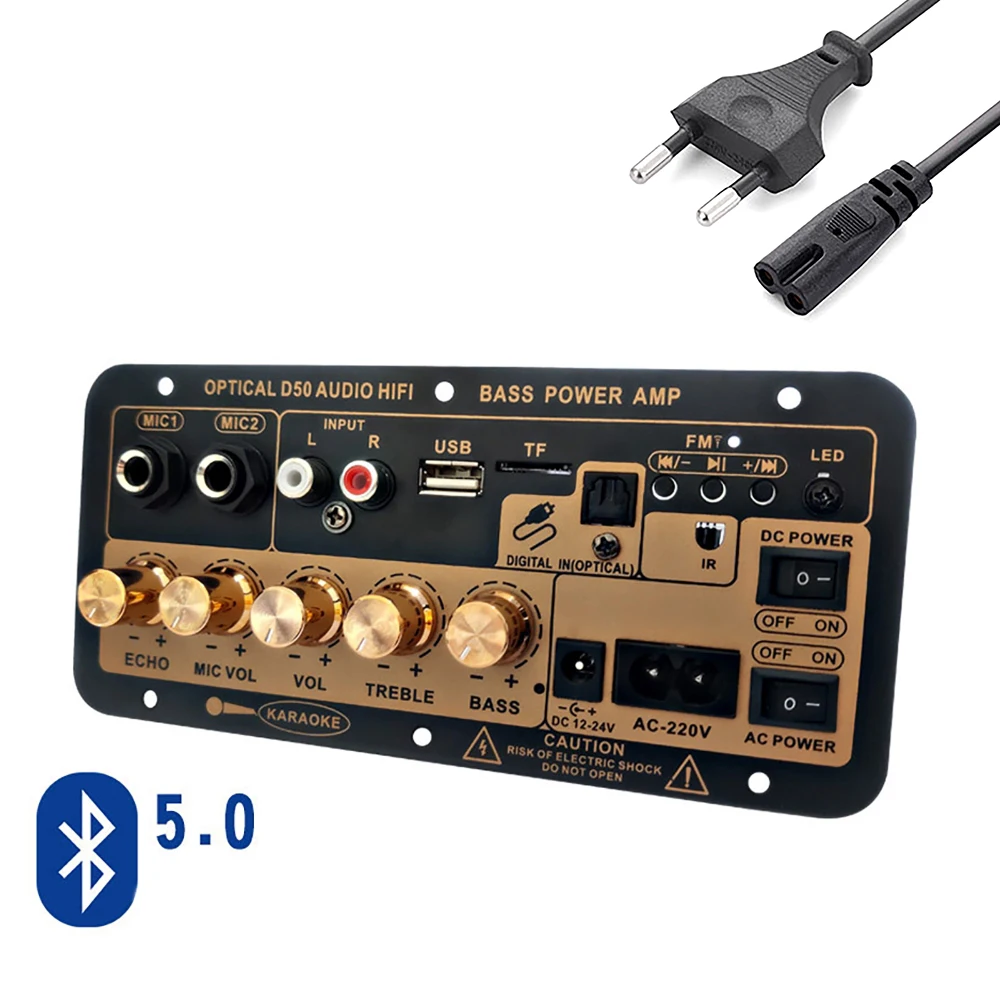 Placa amplificadora de potencia Digital bluetooth de 300W, 220V/50Hz, enchufe europeo, tarjeta TF para karaoke en casa/disco U, reproductor de MP3, amplificador de subwoofer