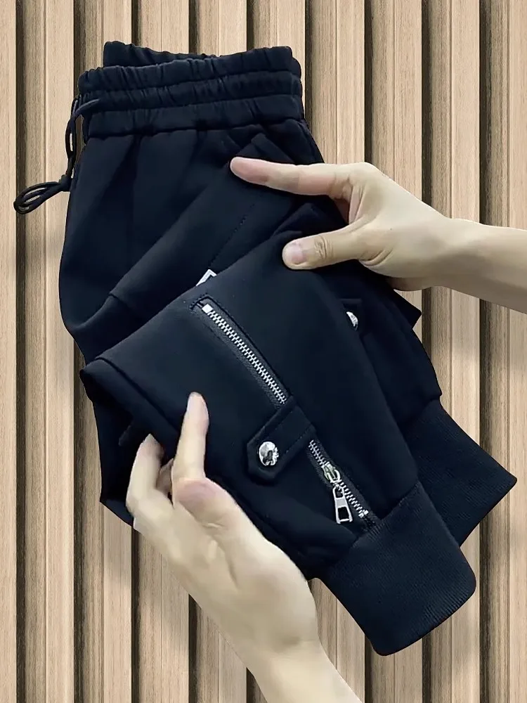 Pantaloni della tuta ispessiti Autunno Inverno Foderato in pile Pantaloni Harlan caldi Moda donna Y2k Pantaloni sportivi dimagranti allentati Donna 6