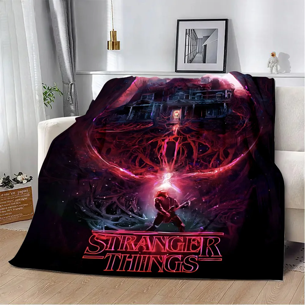 Printed Blanket S-StrangerS  T-ThingsS Logo Picnic Blankets Warm Blanket Soft and Comfortable Blanket Home Travel Birthday Gift 3