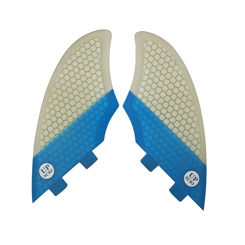 SUP Board Double Tabs FK Fins Fiberglass Fins Twin fin set Blue with White Surf Board Fins Quillas Surf logo Beach Accessories