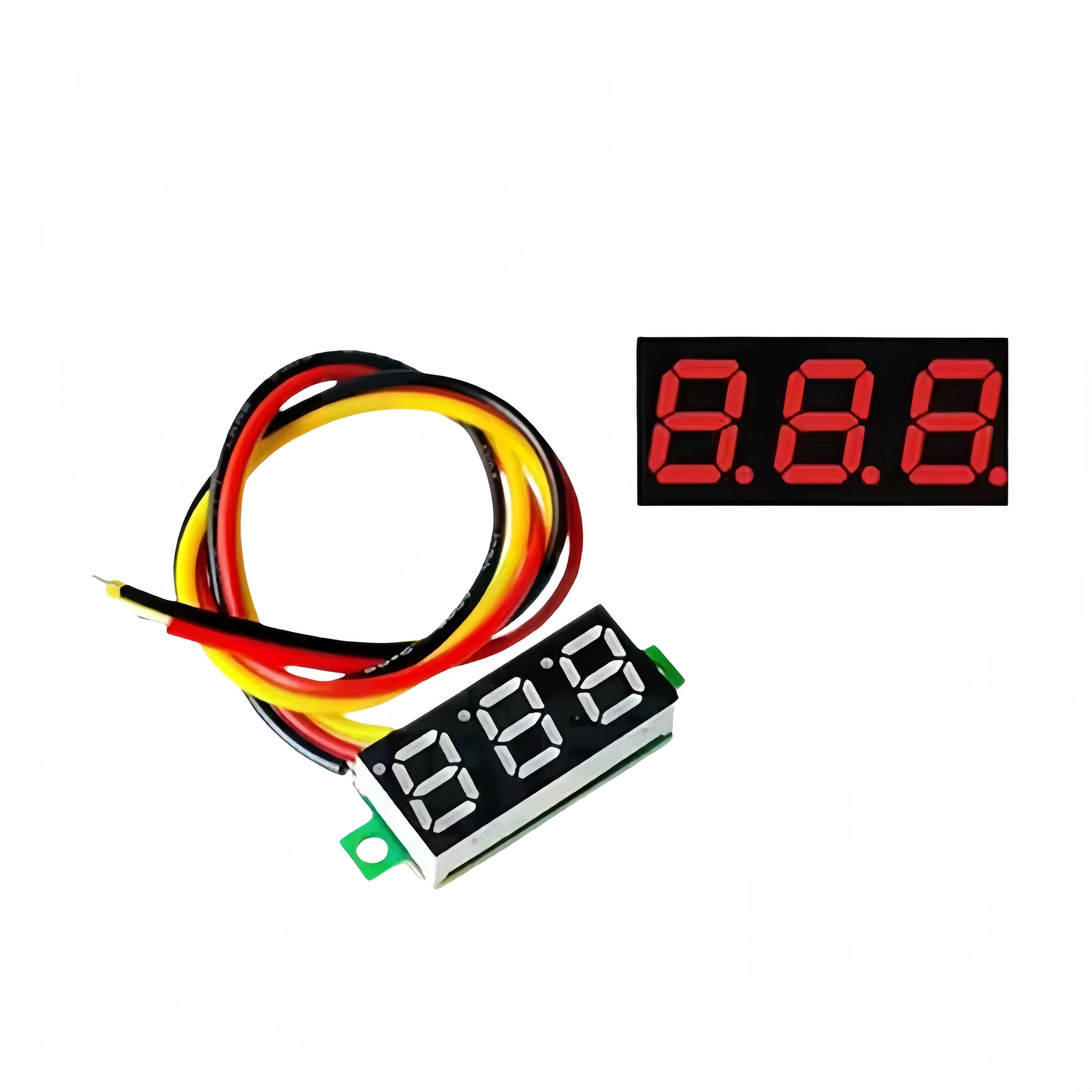 0.28인치 초소형 디지털 DC 전압계 헤드, 디지털 디스플레이, 조정 가능, 3선식 DC 0-100V 배터리 전압계
