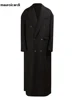 Mauroicardi Autumn Winter Extra Long Black Oversized Thick Warm Soft Wool & Blends Coat Men Double Breasted Korean Fashion 2023 6