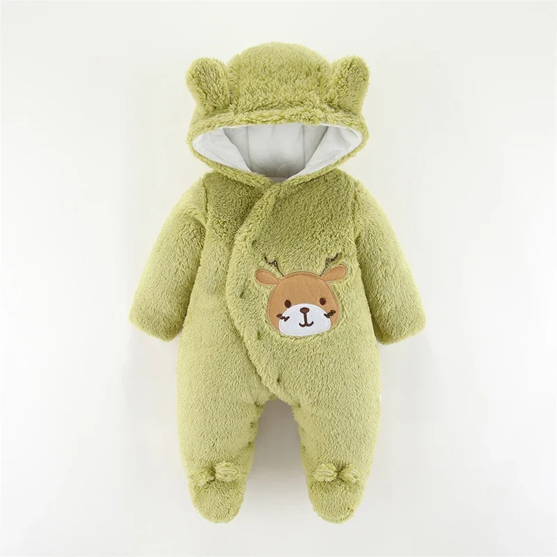 0 3 6 9 12 Months Newborn Baby Rompers Cute Christmas Elk Plush Infant Girl Overall Jumpsuit Autumn Winter Warm Baby Boy Clothes