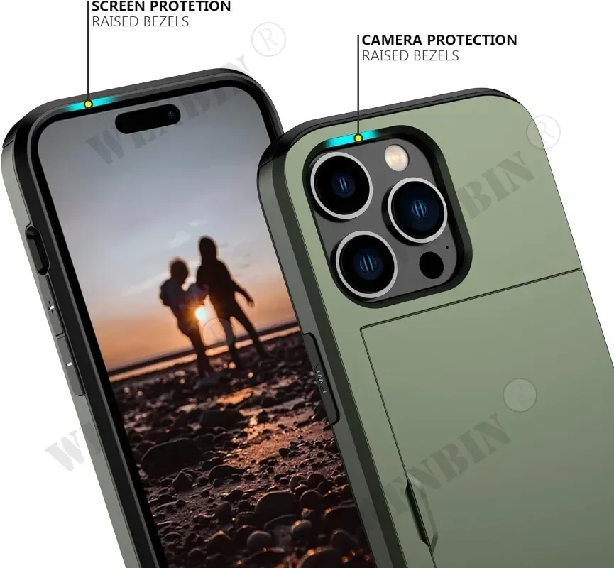 Heavy Duty Protective Dual Layer Phone Case with Hidden Card Slot and Slim Wallet Holder