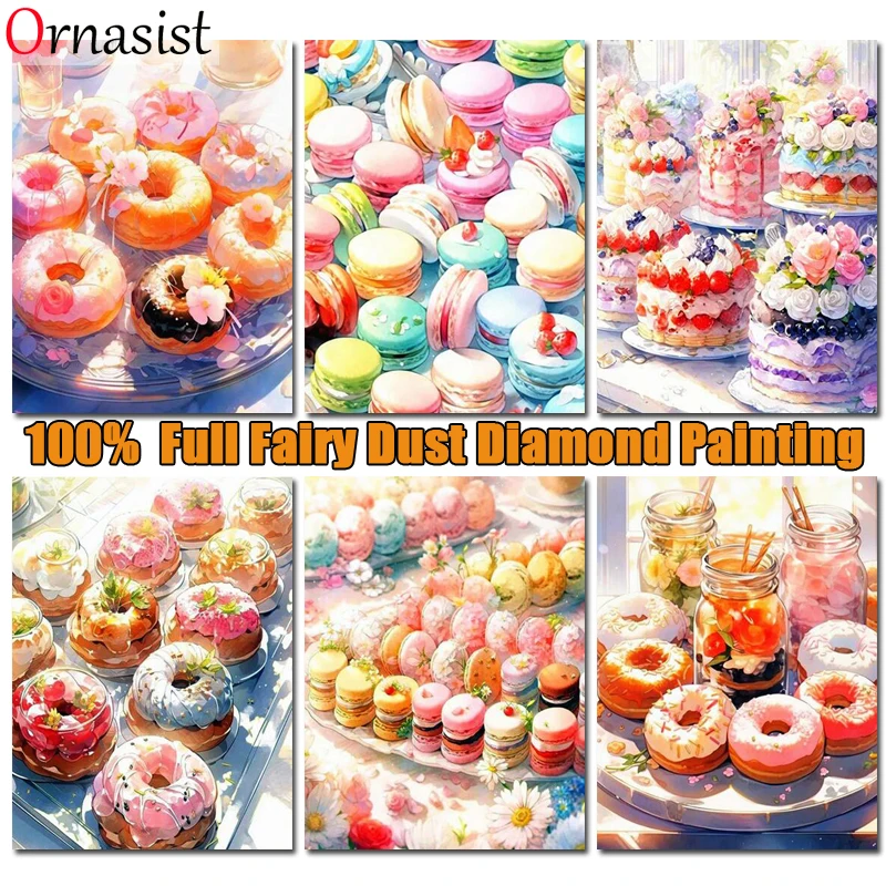 

Алмазная живопись AB, мультяшный торт, фея, пыль, вышивка, вышивка крестиком, полный кристалл, искусственная мозаика, пончики, Декор для дома