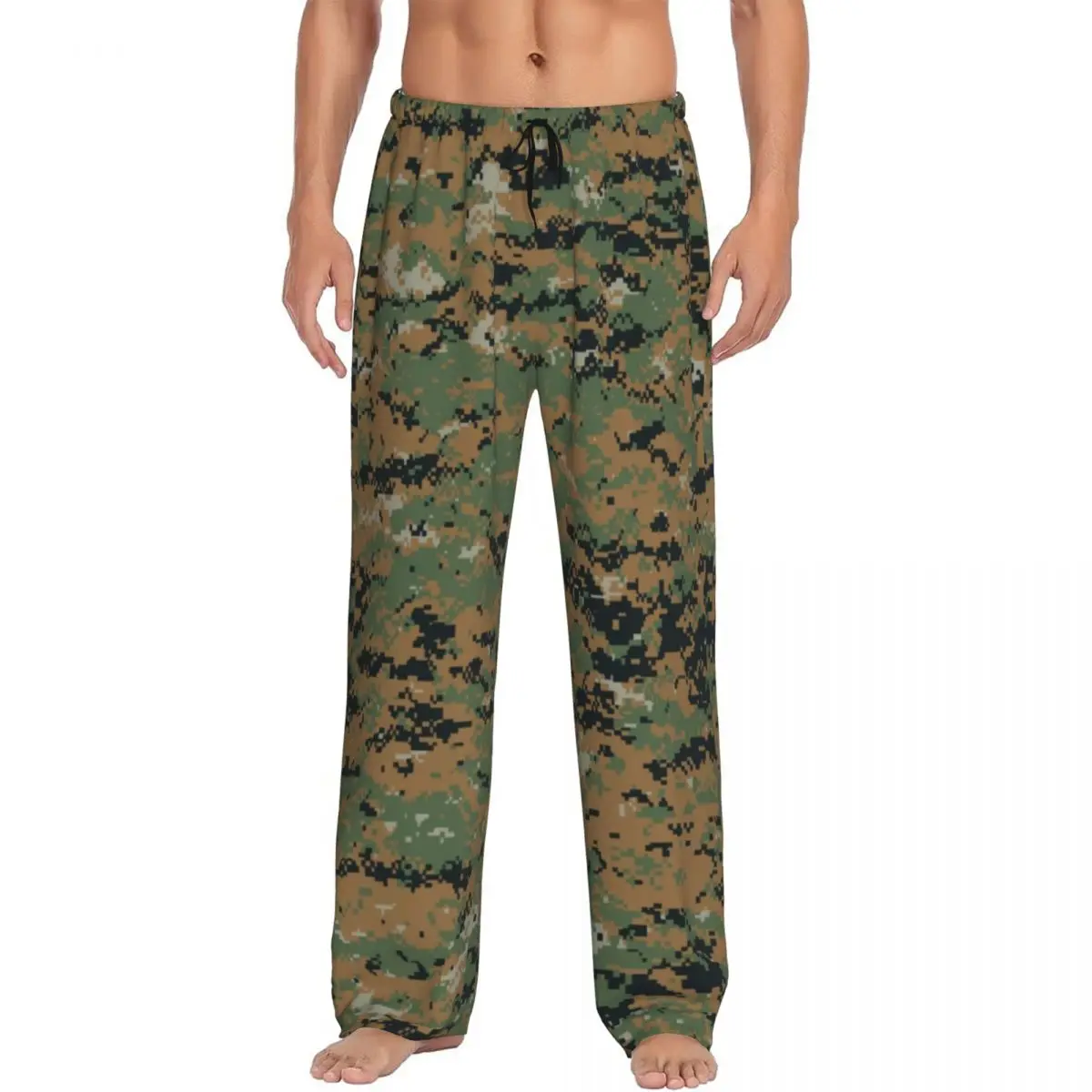 

Custom Marpat Camo Pajama Pants Sleepwear for Men Elastic Waistband Woodland Camouflage Sleep Lounge Bottoms with Pockets