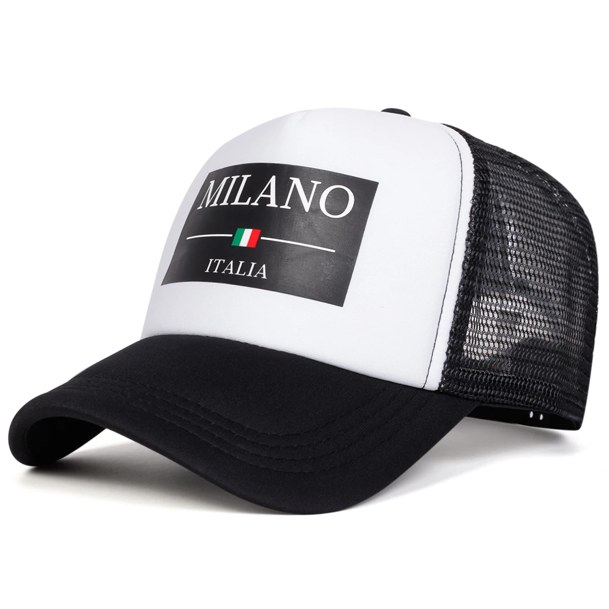 Unisex MILANO ITALIA Baseball-Netzkappen mit Buchstabenaufdruck, Frühling, Sommer, Outdoor, verstellbare Freizeithüte, Sonnenschutzhut, Sportkappe – Detail 4