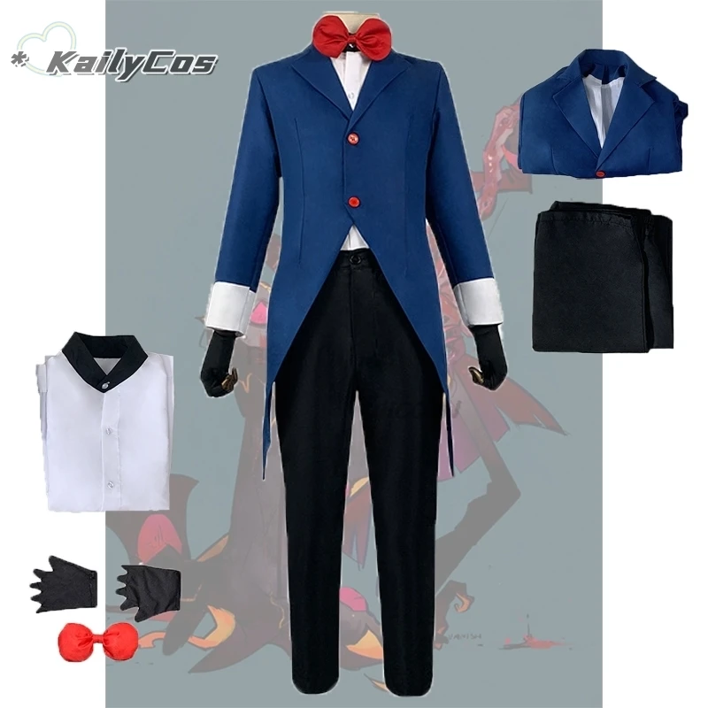 

Hazbin Cosplay Hotel Helluva Boss Moxxie Cosplay Costume Adult Tuxedo Uniform Outfit Halloween Carnaval Clothing bule suit cos