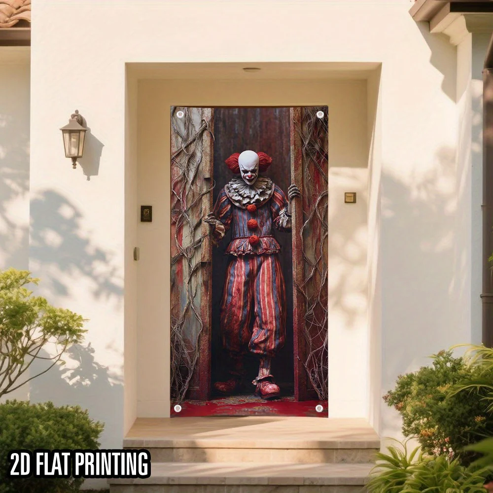 Halloween-Horror-Fantasie-Clown-Türflagge, hängende Dekoration für drinnen und draußen für alle vier Jahreszeiten – Detail 7