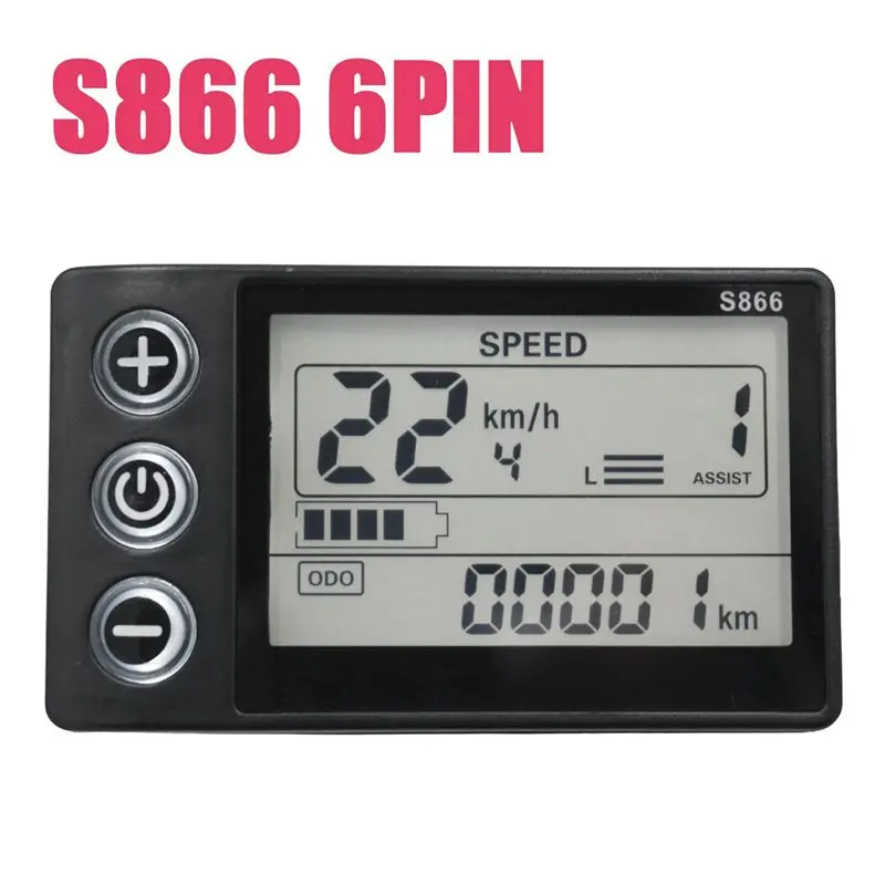 AEF1-2X 24V 36V 48V 60V S866 컨트롤러 패널 대시보드 방수 6PIN 전기 자전거 LCD 디스플레이 전기 전자 자전거 스쿠터용