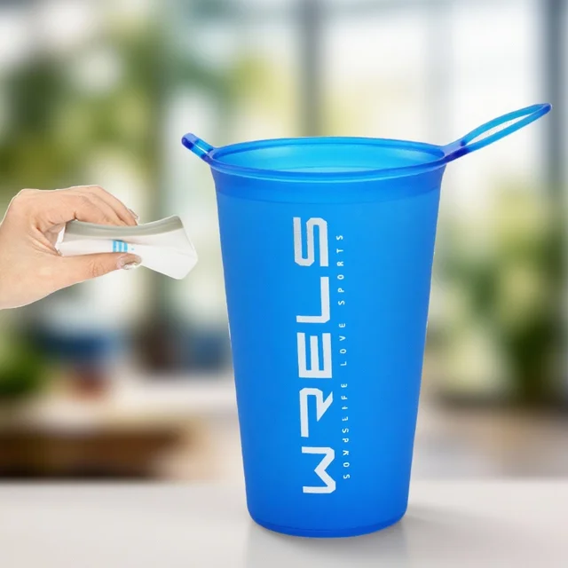 1pc 200ml Foldable Sports Water Cup Marathon Running Folding Soft Lightweight Leak Proof Easy Carry Hydration Bottle for Outdoor