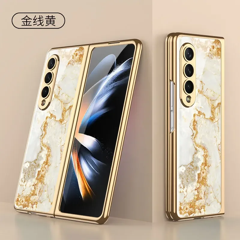For Samsung Galaxy Z fold 3 case electroplated painted pattern tempered glass co