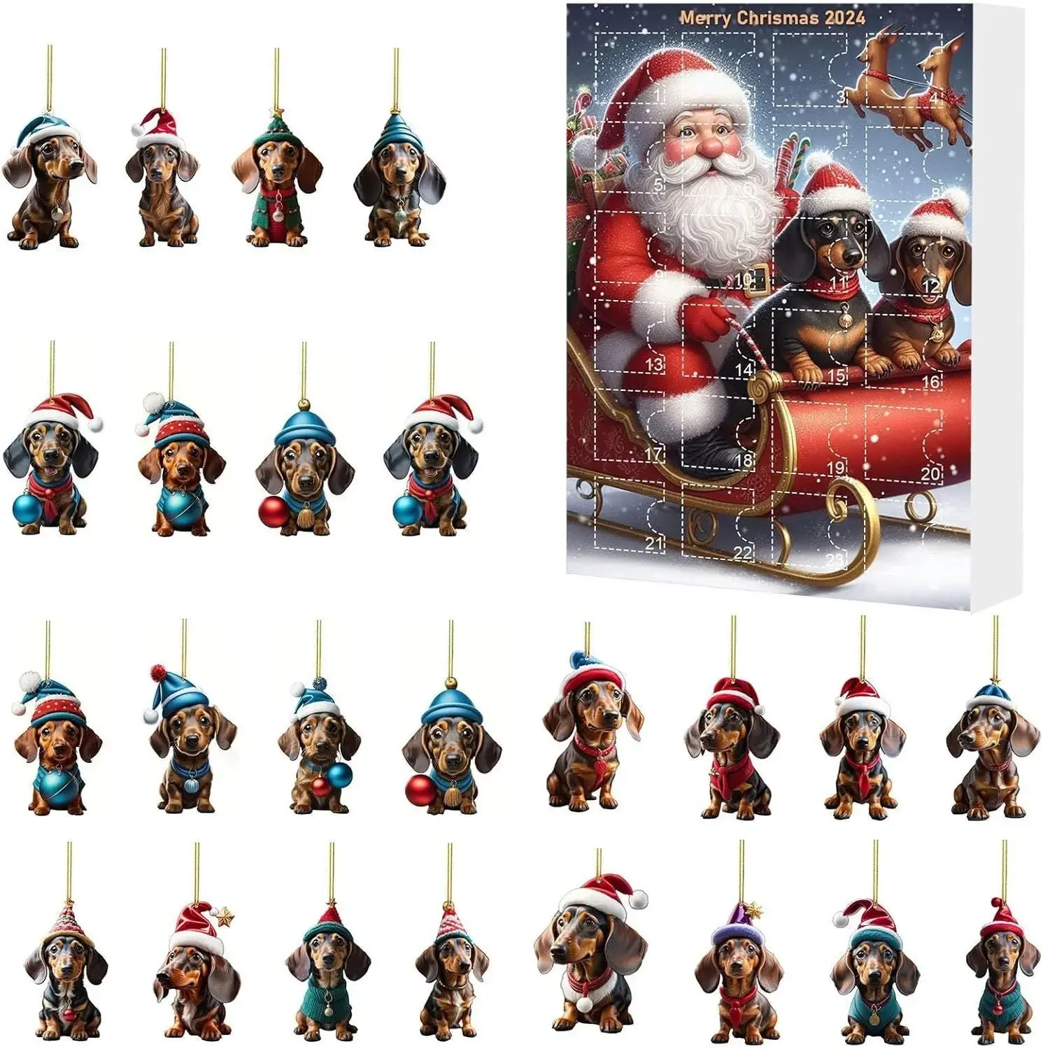 Advent Calendar Dachshunds Christmas Vacation Advent Calendar Collectible Funny Dog Set Gifts for Teenage Girls Boys