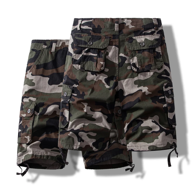 Mens Cargo Shorts Y2K Checkered Knee Shorts Homme Hunting Summer Overalls Camouflage Tactical Half Pants Cool Breathable Shorts
