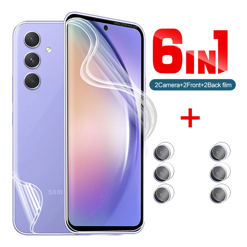 

6in1 soft film For Samsung Galaxy A55 5G samsun A35 A25 Clear Camera Lens Film Sansung A15 4G Front and back hydrogel film