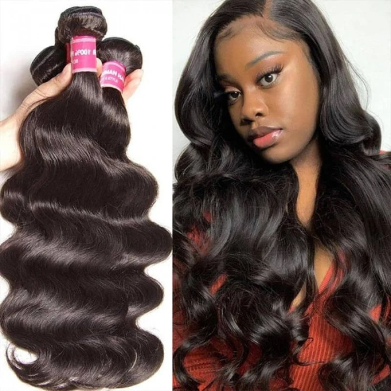 Human Hair Extensions Human Hair Bundles Human Hair Weave Julia Hair 30Inch Body Wave Brazilian Virgin Hair Bundles Natural Color 100% Human Weave 3/4 pcs for Africa American Women