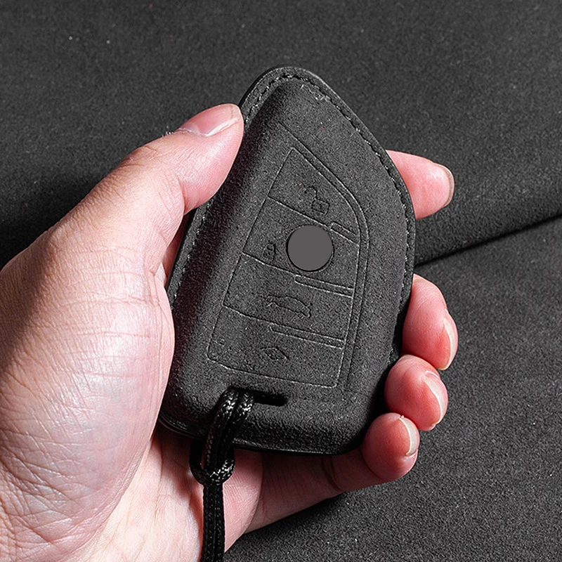 Luxury Suede Car Key Case Cover with Keychain