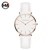 Hannah Martin Japan Quartz Simple Women Fashion Watch White Leather Strap Ladies Wrist Watches Brand Waterproof Wristwatch 36mm