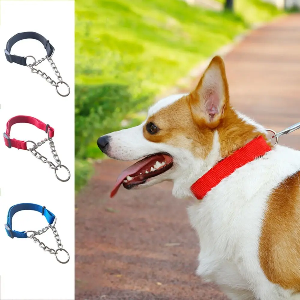 Pet Collar Adjustable Nylon Large Dogs Slip Pinch Collar with Welded Link Chain Dog Training Accessories dog collar,pet collar