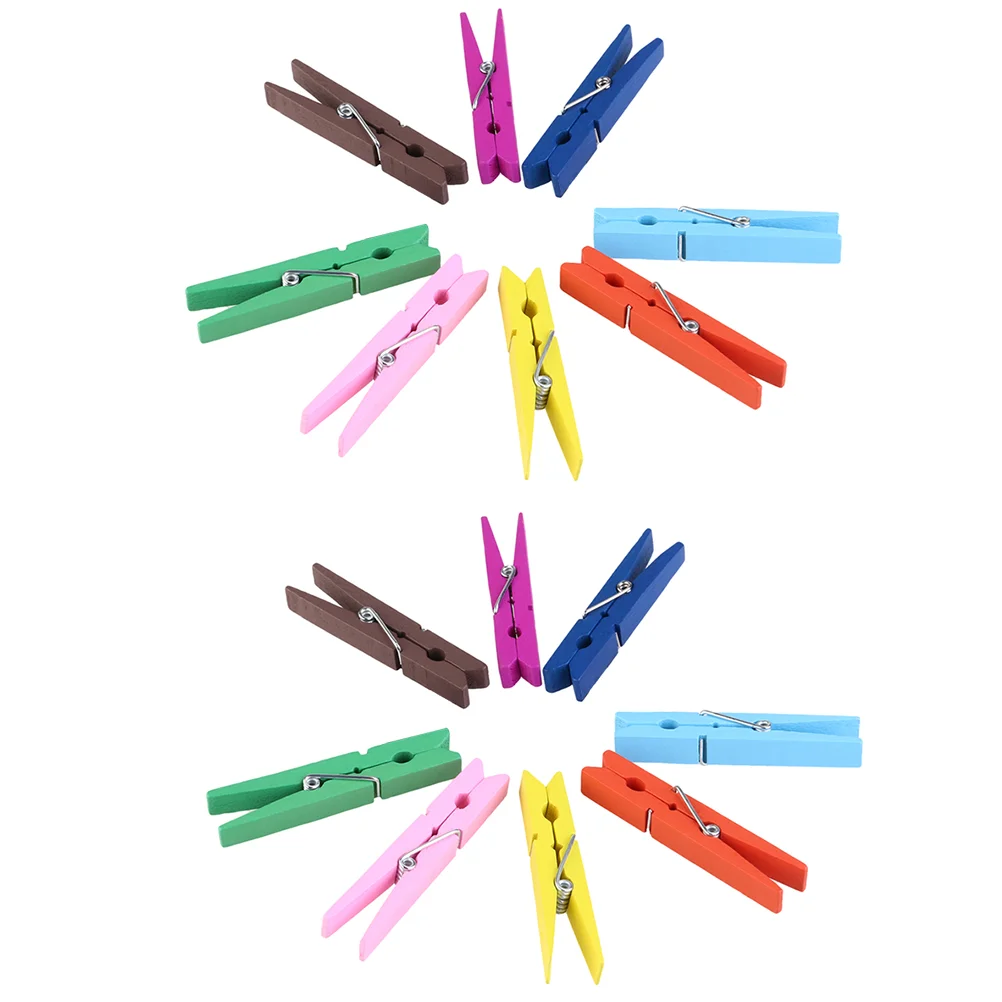 40pcs Wood Clothespins Photo Clips Colorful Paper Picture Clips Memo Clamp  Crafts Pegs for DIY Wall