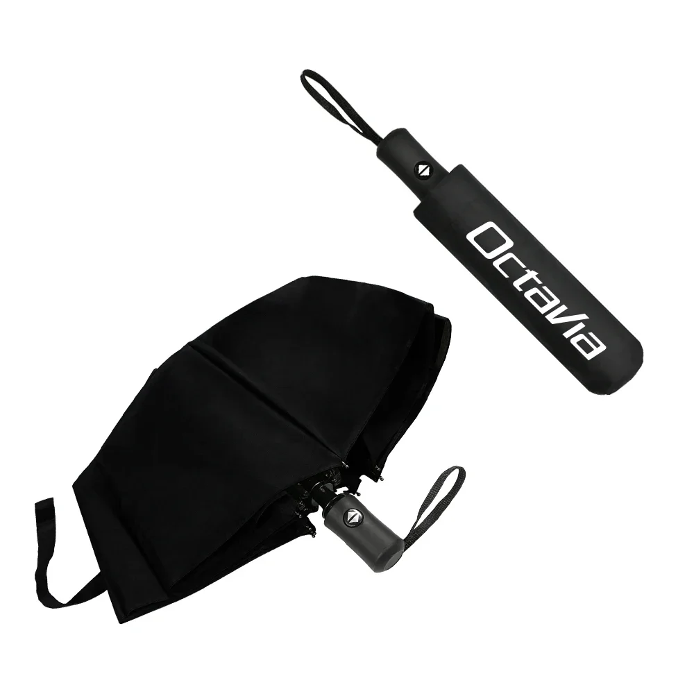 Umbrella Sets Car Logo Umbrella Fully Automatic Folding Umbrella UV-Resistant For Car Skoda Octavia Fabia Rapid Superb Kodiaq Scala Karoq Kamiq Auto Accessories