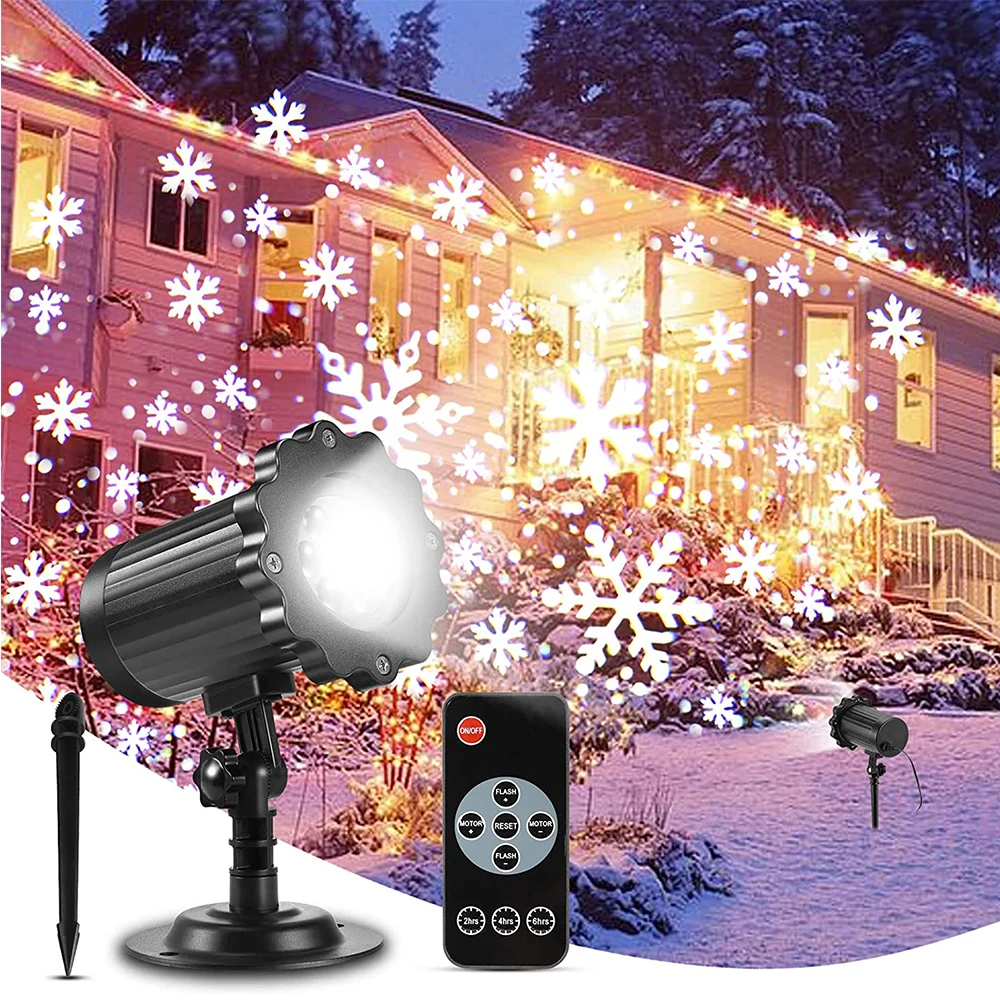 

Christmas Projector Lights LED Landscape Projection Moving Snowfall Lights Christmas Snowflake Rotating Projectors Lights Outdoo