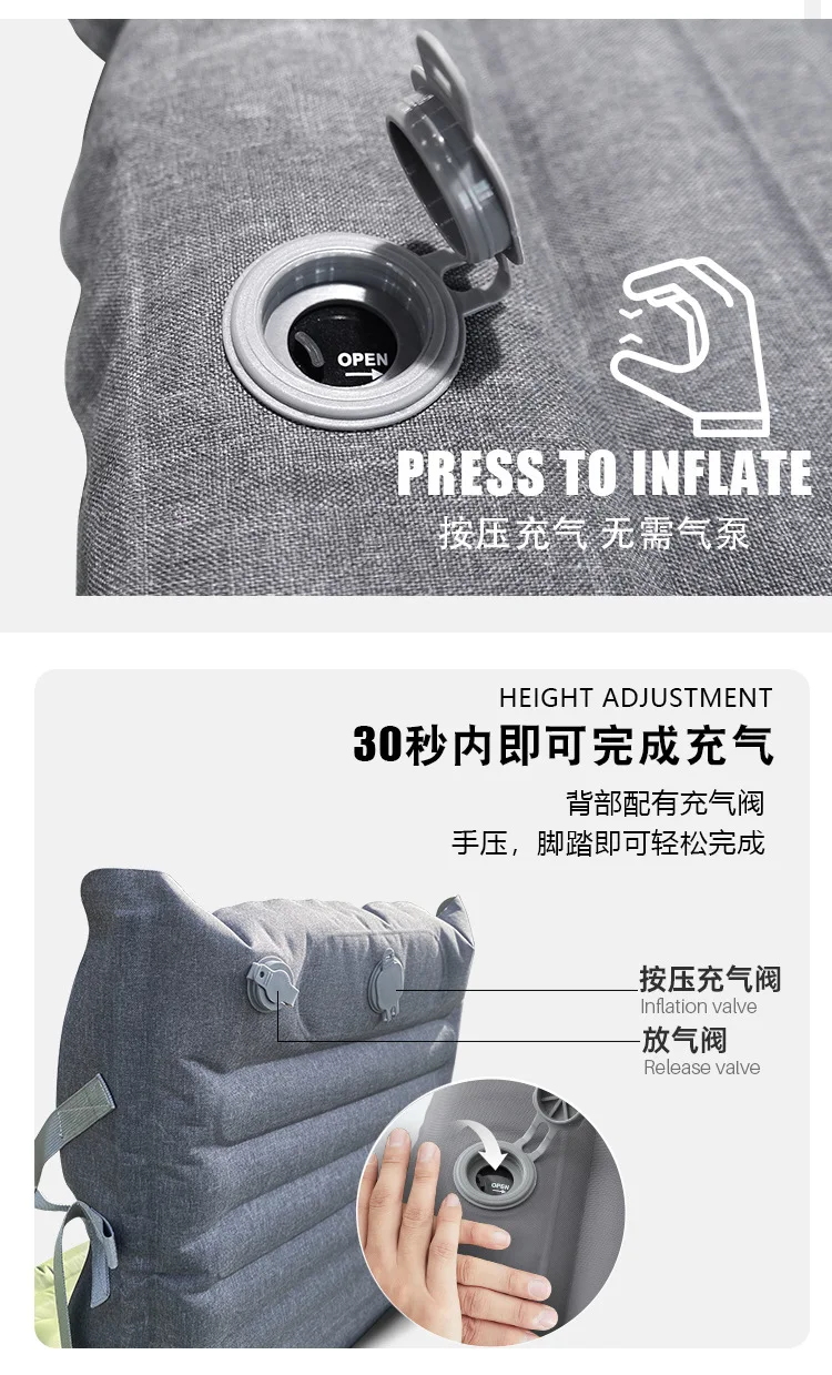 Sedia Pieghevole Gonfiabile Da Stadio - Regolabile, Leggera, Con Borsa Trasporto, Per Esterno - Foto 5