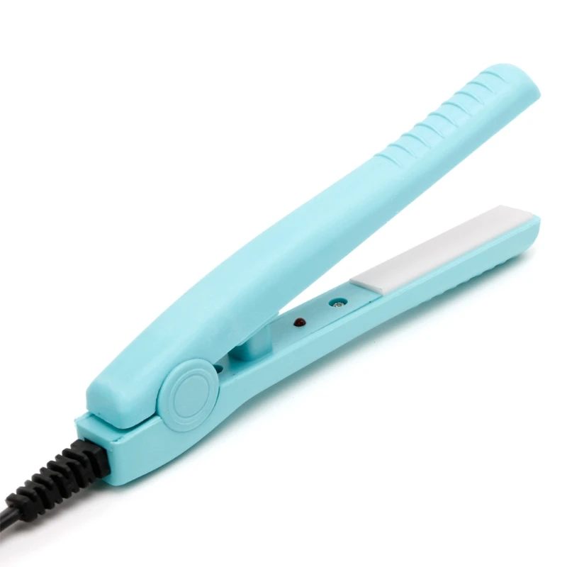 NEW Hot Mini Portable Black Pink Blue Ceramic Iron Hair Straightener Curler