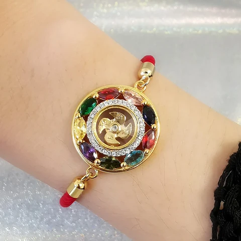 Luang Por Thailand Round Transfer Wheel Bracelet Buddhist Bring Lucky Health Jewelry Gift for Family Friend Bracelets