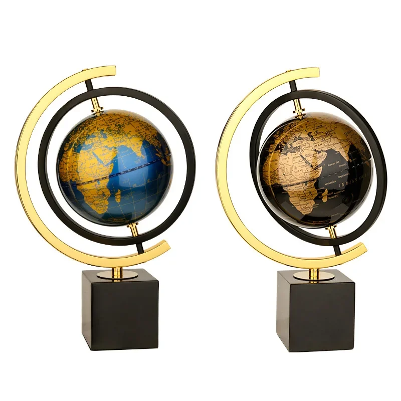 مجسم كرة أرضية معدني دوار من الرخام