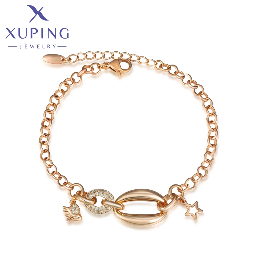 Xuping Jewelry New Arrival Trendy Charm Hand Bracelet for Women Love Birthday Copper Alloy White Stone Gift X000694478