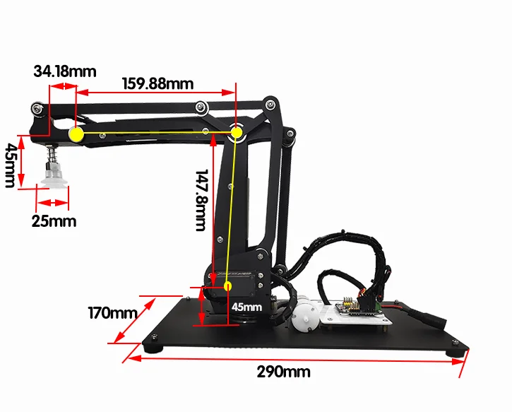 아두이노 4 DOF 금속 조작기 메카니컬 로봇 암 클로 키트 20KG 디지털 서보 모터 DIY 암