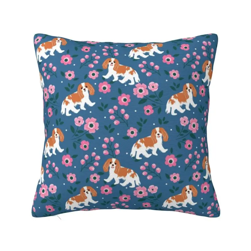 Cavalier King Charles Spaniel Playing In Garden Pillow Home Decorativo Nordic Pet Dog Chair Cushion Square Pillow