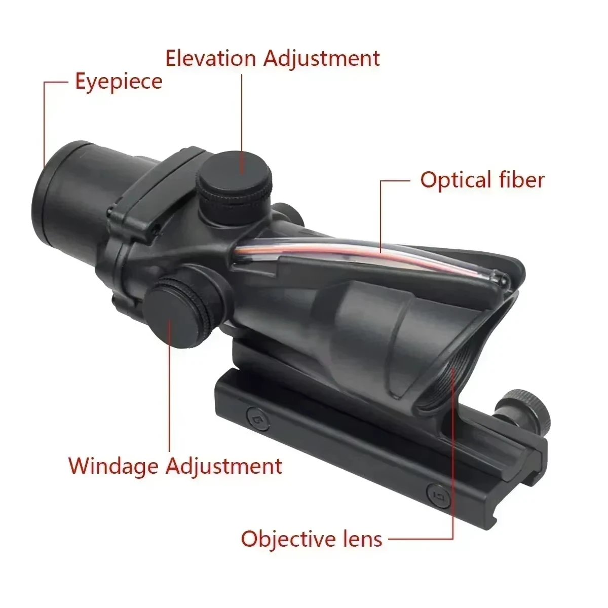 4X32 Scope 1x32 Red Dot Sight Real Fiber Optic Illuminated Green Dot ACO Riflescope 20mm Rail Rifle Hunting Magnification
