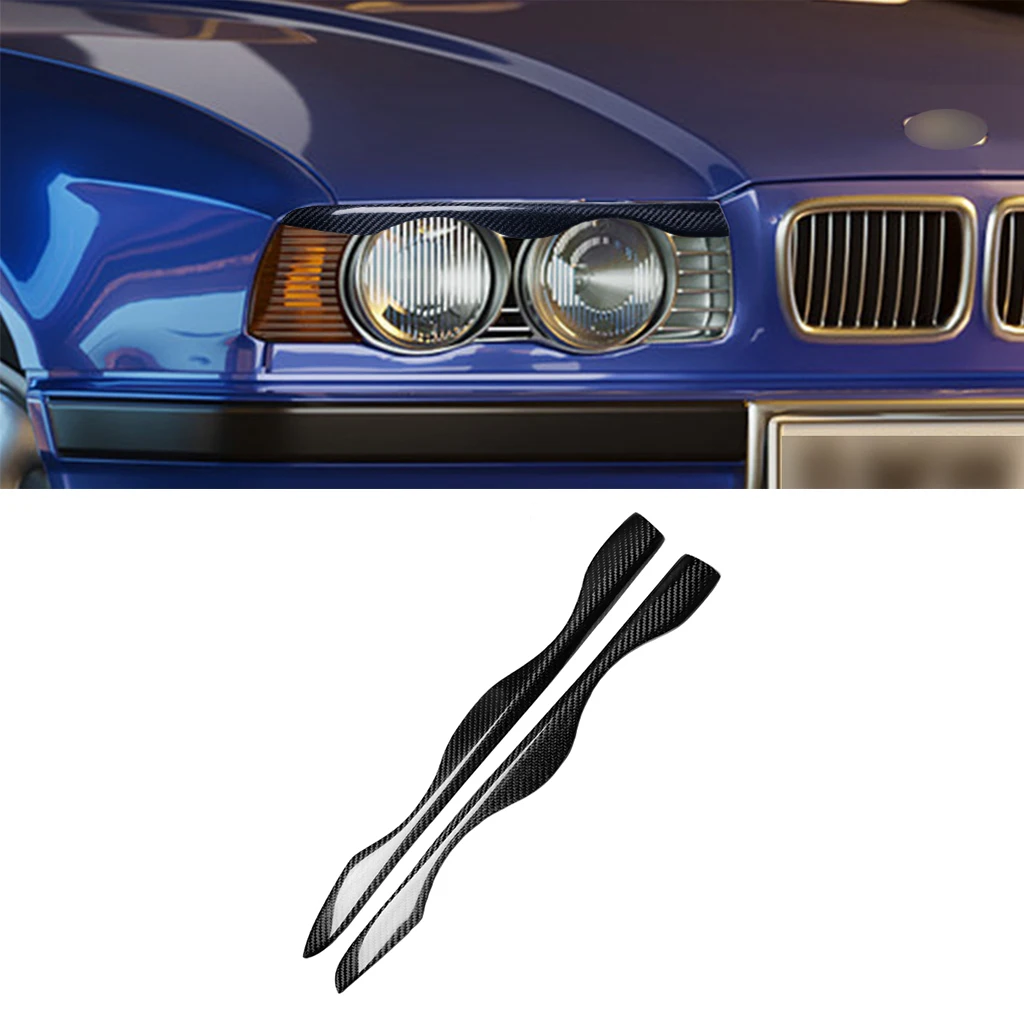 

Автомобильные фары из натурального углеродного волокна, 1 пара, накладки на веки для бровей, Обложка для BMW 5 серии E34 1988-1996, капоты ламп, автомобильные наклейки