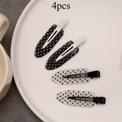 Elegant Black White Polka Dot Acrylic Hair Clips - Minimalist Style (Mixed - 4pcs)